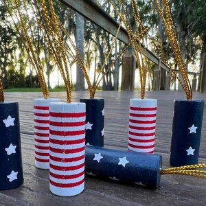 Stars & Stripes Wood Firecrackers 4th of July Party Supplies Favors 6 Count